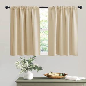 lot 2217 image: RYB HOME Thermal Insulated Curtains Blackout Small Window Drapes Light Block Privacy for Bathroom Kitchen Laundry RV Curtains, 42 inch Wide by 36 in Long, Biscotti Beige, 2 Pcs