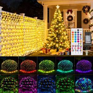 lot 2221 image: Obrecis Christmas Net Lights Outdoor, 240 LED 35 Color Changing Mesh Lights, 14.8 ft x 5 ft Waterproof Connectable Multicolored String Lights for Bushes Xmas Tree Garden Party Home Decor