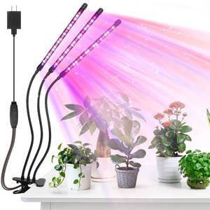 lot 2234 image: AURAZIGLI Led Grow Lights, 3 Heads Red Blue Plant Light with Clamp for Indoor Plants & Seed Starting, 10-Level Dimmable, Auto On Off, Timing 3 9 12Hrs