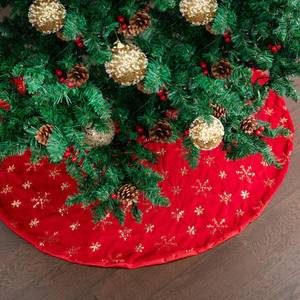 lot 4132 image: Mr. Pen- Christmas Tree Skirt 24 inches, Red Faux Fur Christmas Tree Skirts with Gold Snowflakes, 24 inch Tree Skirt