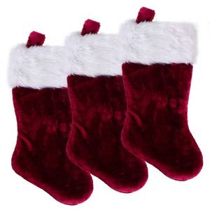 lot 4133 image: PORRUNNY Christmas Stocking 3 Pack 19 Inch Christmas Stocking Personalized Plush Cuff Red White Christmas for Family Christmas Decoration Fur Stockings Gift Bags for Kids Classic Stocking Decorations
