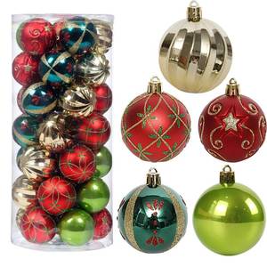 lot 5063 image: ROSELEAF 30ct 2.36 Shatterproof Christmas Tree Ornaments - Red, Green, Gold Plastic Hanging Balls - Christmas, Wedding And Engagement Occasion