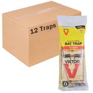lot 5069 image: Victor M205 Wide Pedal Humane Snap Rat Traps Indoor for Home, Plastic Pedal, Sustainably Sourced FSC Wood - 12 Wooden Traps