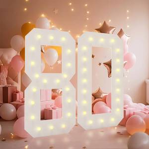lot 5078 image: LOBOOM 4FT Light Up Numbers, Marquee Numbers 4 Feet Tall Giant Number 80 Mosaic Big Number Sign for 80th Birthday Party Backdrop Anniversary Decorations, Pre-Cut Large Frame