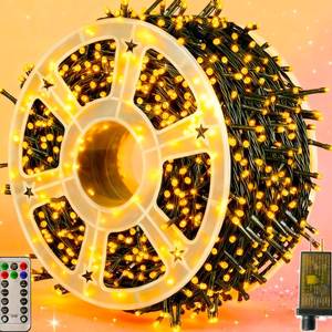 lot 5081 image: Domolli Christmas Lights 1000 LED 328 FT, IP44 Waterproof Christmastree Lights with 8 Modes, Remote Control 3 Timers & Memory Function Xmas Decorations for House and Holiday (Warm White)