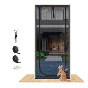 lot 5082 image: QWR Upgraded Pet Screen Door Fits Opening Door Up to 36x84,Heavy Duty Cat Proof Mesh Screen Door with Zipper Closure,Prevent Cats Running Out from Home,Bedroom,Living Room,Kitchen(U-Type,Black)
