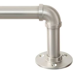 lot 5086 image: Zeerobee Curtain Rods for Windows 144 to 168, 1 Inch Industrial Wrap Around Curtain Rod, IndoorOutdoor Room Divider Adjustable Drapery Pole, 144-168, Brushed Nickel