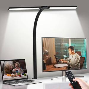 lot 5094 image: LED Desk Lamp for Home Office,Dimmable Computer Light with Clamp,24W 5 Color Double Head Study Lamp with Adjustable Flexible Gooseneck for Workbench Reading Drafting Monitor