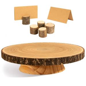 lot 5096 image: timber tree 10-12 inch Wooden Cake Stand - Rustic Slab Wooden Slice Cake Stand for Wedding & Birthday Celebrations
