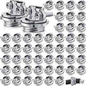 lot 6070 image: Blulu 50 Pcs Cable Connectors, Clamp Type Cable Connectors Conduit Clamp for Electric Wires Metallic Conduit Protect Cables Silver Zinc(34 Inch, 34 Inch)