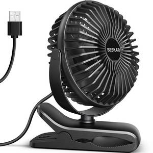 lot 6075 image: BESKAR Small Clip on Fan, 3 Speeds USB Fans with Strong Airflow, Clip & Desk Fans USB Plug in with Sturdy Clamp - Ultra Quiet operation for Office Dorm Bedroom Stroller
