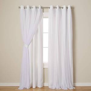 lot 6093 image: TOWN & COUNTRY LUXE Talia Double Layer Indoor Curtains, Sheer and Room Darkening Blackout, Grommet Top, Energy Efficient, 2-Pack Set, 52x84, Winter White