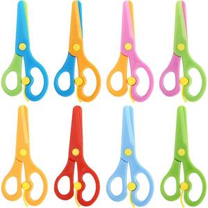 lot 6103 image: LOVESTOWN Kids Scissors, 8PCS Blunt Tip Training Safety Scissors Stocking Stuffer for Toddler & Children, Anti-Pinch Design, Child Hand-Eye Coordination Development, Art Craft Cutting Paper Supplies