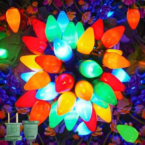 lot 6104 image: Olixmlya 50 LED C7 Christmas Lights, 31FT C7 LED Christmas String Lights Lights Vintage Christmas String Lights Plug in Waterproof for Indoor Room Outdoor Party Garden Yard Roof Tree Christmas Decor