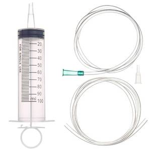 lot 6119 image: SHAOTONG 100ml Syringe with 40 Inch Tube and Tip Adapter, for Feeding Pets, Liquid Refilling, Drawing Oil Fluid