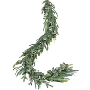 lot 6121 image: DearHouse Pine Garland Christmas Decoration, Artificial Greenery Garland Norfolk Pine Leaves and Eucalyptus for Holiday Season Mantel Fireplace Table Runner Centerpiece (Pine Garland with Eucalyptus)