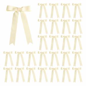 lot 6126 image: Meseey 30 Pcs 5 x 7 Inch Champagne Grosgrain Ribbon Bows with Twist Tie Gift Bows for Gift Wrapping, Crafts, Parties (Champagne,Width of 1)