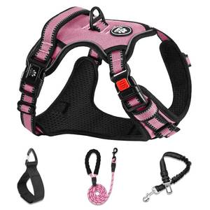lot 6129 image: NESTROAD No Pull Dog Harness,Adjustable Oxford Dog Vest Harness with Leash,Reflective No-Choke Pet Harness with Easy Control Soft Handle for Small Dogs(Small,Pink)
