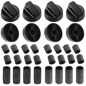 lot 6155 image: Seentech 8- Pack Control Knobs Replacement with 24 Adapters for Oven, Stove, and Range - Versatile and Wide Application for Various Models (Black)