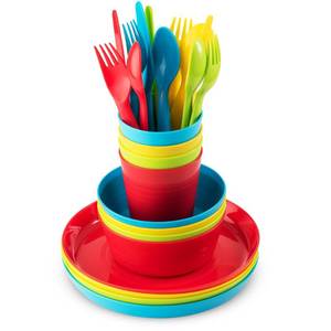 lot 6180 image: Plaskidy Kids Dinnerware Set for 4-24 Piece Plastic Childrens Dishes Dinnerware Sets MicrowaveDishwasher Safe BPA Free - Toddler Dinner Set Includes Kids Plates and Bowls Kids Cups Flatware Set