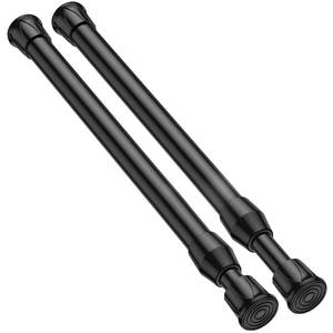 lot 6197 image: QINGYUN 2 Pack Small Tension Rod 12 to 19 Inch Adjustable Tension Rod Mini Curtain Rod Spring Rod No Drilling Short Tension Rods for Windows, Cupboard, Kitchen, Black