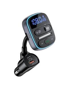 lot 6212 image: LENCENT Bluetooth FM Transmitter PD 30W, Bluetooth Car Adapter with QC3.0 Fast Charger, Hi-Fi Bass Music, Wireless Radio Receiver Hands-Free Calling, Color Light