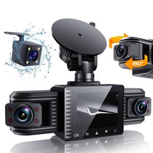 lot 6216 image: iiwey T1-pro Dash Cam Front and Rear Inside 3 Channel 1080P, Adjustable Lens Dash Camera for Cars with 8 IR Lamps Night Vision, Three Ways Triple Car Camera, Loop Recording, G-Sensor, Parking Monitor
