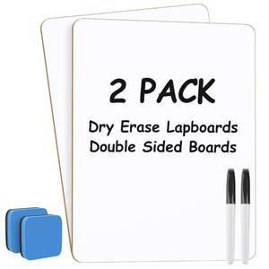 lot 6224 image: MaxGear Small White Board 2 Pack Dry Erase Boards, 9x 12 Mini White Board Double Sided Portable Whiteboards for Students Teachers School Supplies Lapboards Including 2 Markers and 2 Erasers