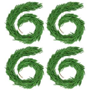 lot 7527 image: 24 FT (4  6FT) Christmas Norfolk Pine Garland, Real Touch Dense Faux Greenery Garland for Mantle, Table, Wall, Indoor & Outdoor Christmas Decorations