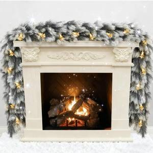 lot 7537 image: 6 FT Cedar Garland Artificial Christmas Garland Encrypt with LED Light for Christmas Decorations Holiday Seasonal Outdoor Indoor Home Decor Christmas Decoration Gifts Indoor Mantle Dining Table Decor