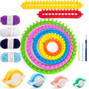 lot 7538 image: VGOODALL 18PCS Knitting Loom Kit for Beginners, Round & Rectangle Looms Pom Pom Maker with Yarn for Hat, Scarf, Blanket, Christmas Craft Gifts for Adults & Kids
