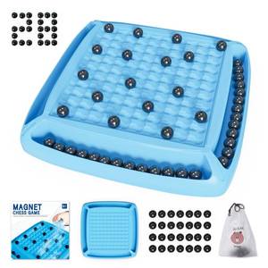 lot 7539 image: Magnet Game, Magnetic Board Game Family Games for Kids and Adults, Table Top Chess Board Game for Game Night 2-4 Players (Blue)