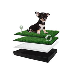 lot 7542 image: HQ4US 4LEGS Dog Grass Pad with Foldable Dog Litter Box, Small Liner Base (23���15��) for Balcony, 2 Artficial Grass Pee Pads for Dogs, Pee Pad Holder, Potty Training