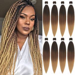 lot 7558 image: Alrence Pre Stretched Braiding Hair Long Braid 20 Inch 8 Packs Professional Braiding Hair Extensions Synthetic Crochet Twist Braids (20 Inch, 1B3027)