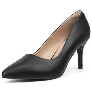 lot 7567 image: IDIFU Black High Heels Pumps Closed Toe Heels Womens Pumps Stiletto Pointed Toe Dress Shoes Wedding Prom Bridal Work Office Bride Trendy Dressy Comfortable Classic Pumps Shoes(Black Pu,7.5)