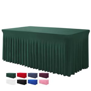 lot 7573 image: BDDC Table Skirts for Rectangle Tables 6ft - One-Piece Hunter Green Tablecloths and Skirt, Wrinkle Resistant Ruffles Elastic Cover for Banquets, Weddings, Events, Parties