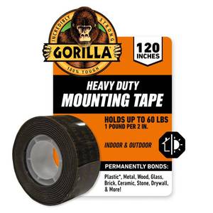 lot 8261 image: Gorilla Heavy Duty Double Sided Mounting Tape, Black Tape, 1 x 120 (Pack of 1) - Weatherproof for Indoor or Outdoor