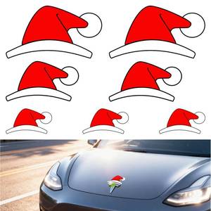 lot 8270 image: 7PCS Waterproof Santa Hat Christmas Stickers for Tesla, Vinyl Car Decals for Toyota, Honda, Ford, BMW & More, Automotive Decals for Water Bottles, Wall, Laptop, Window, Christmas Gift & Decoration