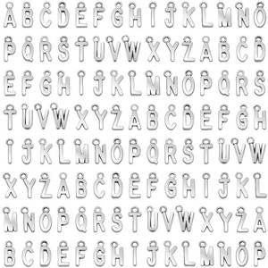 lot 8279 image: SANNIX 156Pcs6 Sets Alphabet ABC Letter Charms Capital A-Z Charms DIY Bracelet Necklace Pendants with 200Pcs Open Jump Rings for Jewelry Making