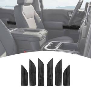 lot 8283 image: PDKLIN for Silverado Inner Door Panel Trim Cover for Chevy SilveradoGMC Sierra 2019-2022 Black Wood Grain Interior Accessories 6pcs