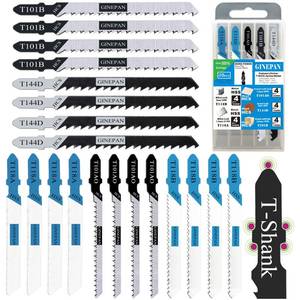 lot 8288 image: 20PCS T Shank Jigsaw Blades Tool for Wood Plastic Metal Compatible with 90% Power Jig Saws Such as Bosch DEWALT RYOBI One Makita SKIL BlackDecker Includes 4 Each of T101B T101AO T144D T118A & T118B