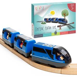 lot 8293 image: KipiPol Battery Operated Action Locomotive Toy Train Set for Wooden Tracks, (Magnetic)-Compatible with Thomas The Train Toys, Brio Tram Set for Toddlers 3-5 and up, Stocking Stuffers for Kids