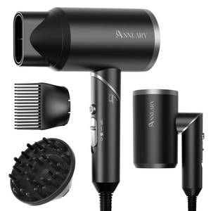 lot 11549 image: ANNLARY Plasma Ion Hair Dryer with Diffuser for Curly Hair, 1800W Fast Drying Blow Dryer with Comb, Lightweight and Low Noise Hairdryer for All Hair Types, Foldable Design for Travel
