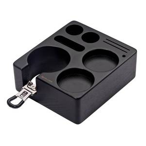 lot 11551 image: Normcore Espresso Tamping Station, Wood Coffee Tamper Station Fit 51 to 54mm Espresso Machine Accessories Coffee Tamper, Distributor, WDT, Puck Screen, Portafilter Holder Stand, Solid Black Ashwood