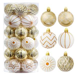 lot 11554 image: JOYIN 30 Pcs 2.36 Christmas Balls Ornaments, Gold & White Assorted Christmas Hanging Ornaments, Shatterproof Balls Decor for Xmas Tree Wreath Garland Holiday Indoor Party
