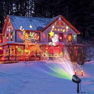 lot 11555 image: Tangkula Christmas Santa Claus on Sleigh Projector Light, Rotating LED Projection Lamp with 60° Adjustable Angle, Outdoor Landscape Decorative Lighting for Christmas, Holiday, Party, Garden, Patio