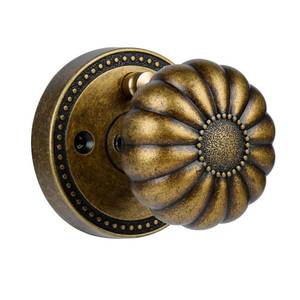 lot 11556 image: Newlaking Antique Brass Door Knobs Interior Privacy Door Knob with Push Button Lock Vintage Pumpkin Ball Style Door Knob for Bedroom and Bathroom, 1 Pack