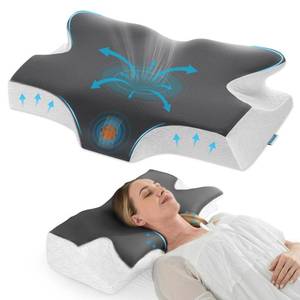 lot 11569 image: Elviros Cervical Neck Pillow for Sleeping, Memory Foam Pillow for Neck Pain Relief, Side Sleeper Cooling Pillows for Adults, Neck Support with Removable Pillowcase for Back & Stomach Sleepers