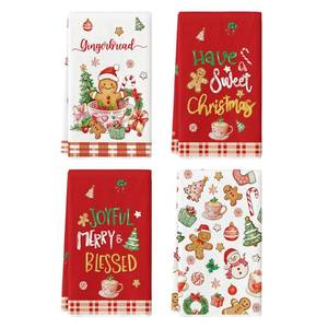 lot 12368 image: Artoid Mode Red Gingerbread Sweet Candy Cane Christmas Kitchen Towels Dish Towels, 18x26 Inch Farmhouse Holiday Winter Decoration Cleaning Set of 4