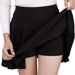lot 12374 image: DJT Womens Basic Versatile Casual Stretchy Flared Pleated Mini Skater Skirt with Shorts XX-Large Black
